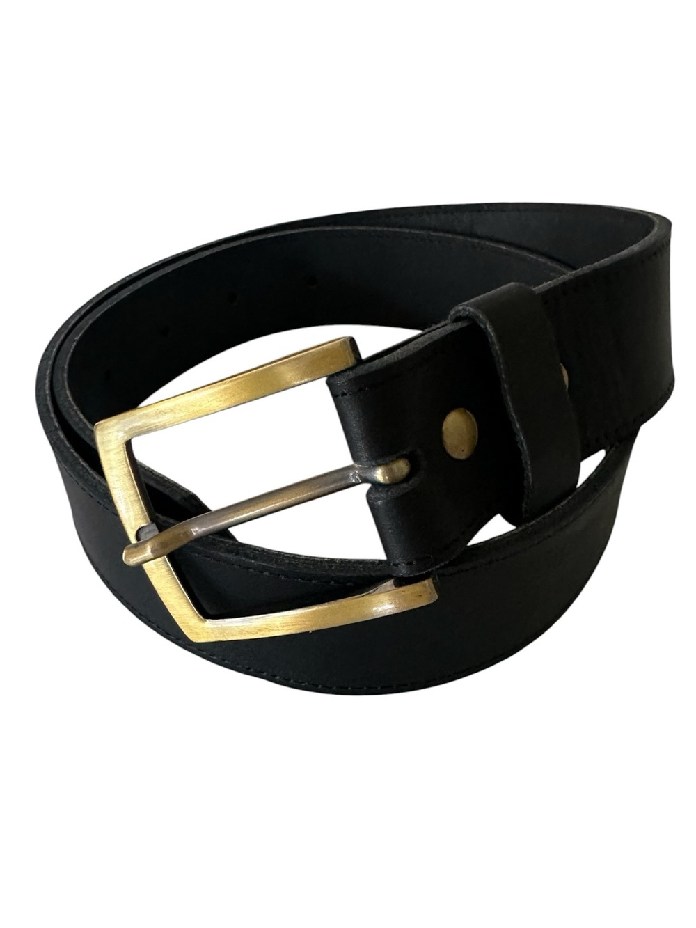 Nisolo Black Leather Belt Gold Tone‎ Geometric
Buckle Minimalist Size Small